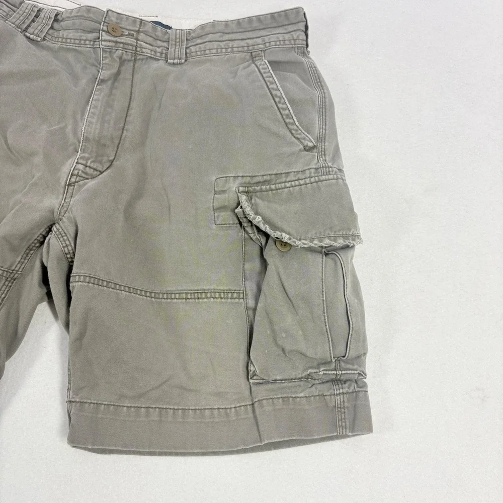 VTG Polo Ralph Lauren Men Cargo Shorts Y2K Grey Utility Fits Sz 35 Skater Grunge